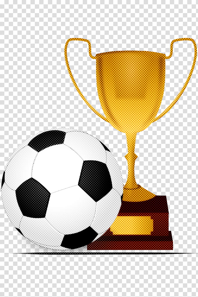 Soccer ball, Trophy, Football, Drinkware, Award, Yellow, Tableware, Serveware transparent background PNG clipart