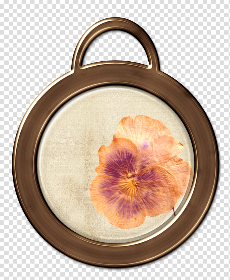 Dried Flower Brass Pendant, round white and brown floral plate transparent background PNG clipart