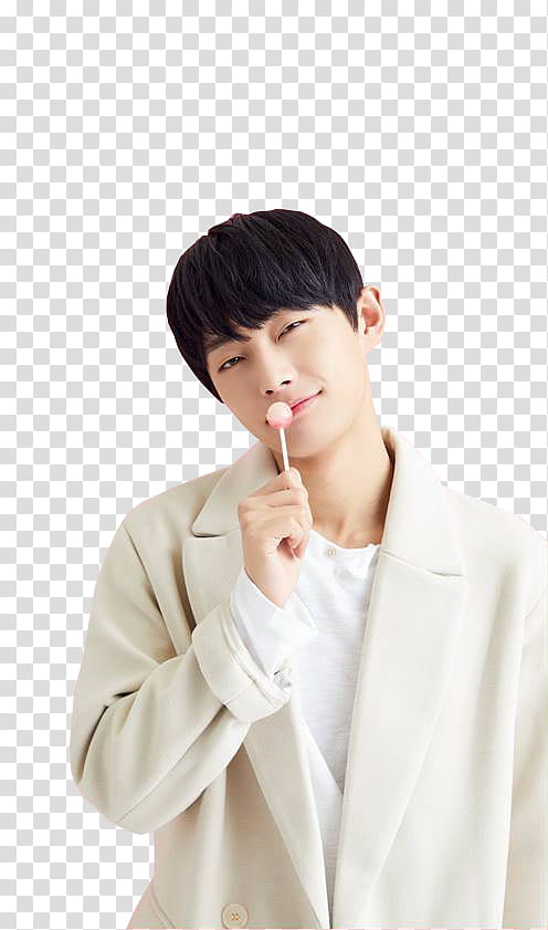 JBJ , man holding lollipop transparent background PNG clipart