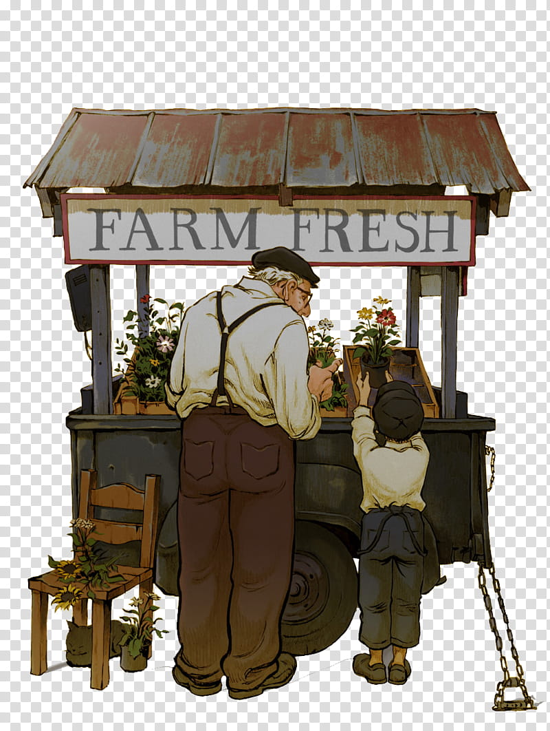 man and toddler at stall art transparent background PNG clipart
