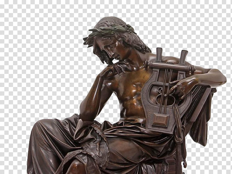 , man playing lute statue transparent background PNG clipart