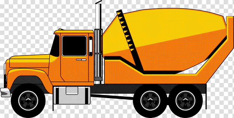 land vehicle vehicle transport concrete mixer truck, Yellow, Car, Commercial Vehicle transparent background PNG clipart