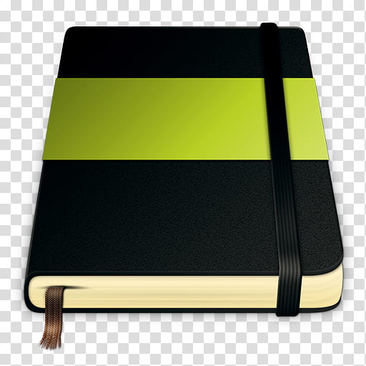 Moleskine Icons, moleskine_green_, black and yellow book illustration transparent background PNG clipart