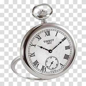 and silver-colored Tissot pocket watch transparent background PNG clipart