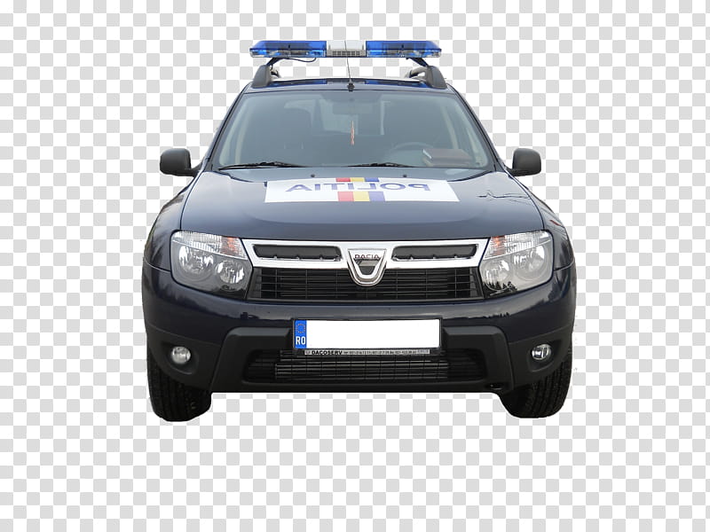 Police Car, black Dacia vehicle transparent background PNG clipart