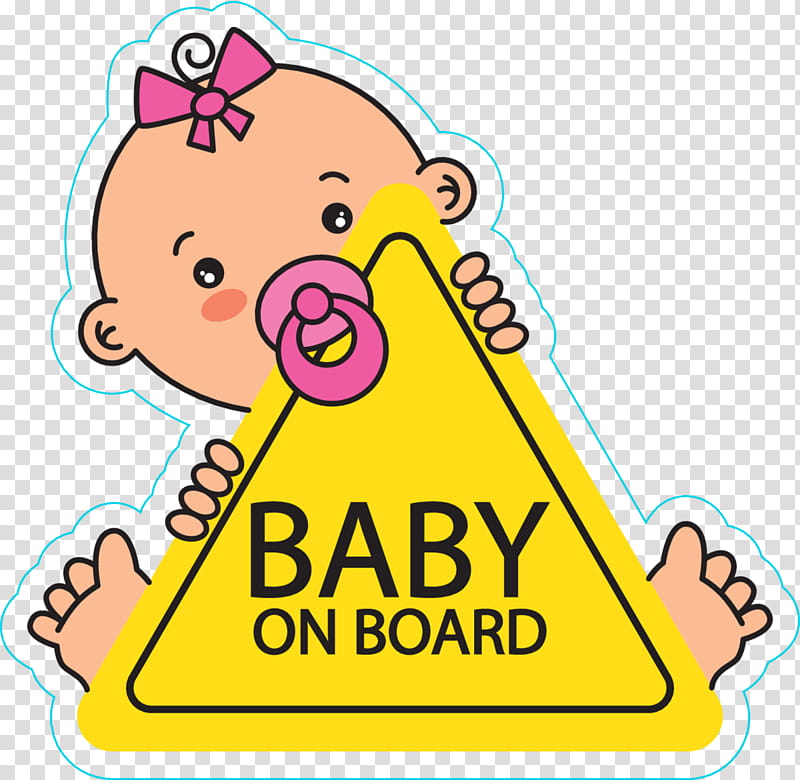 Baby, Baby On Board, Car, Sticker, Infant, Text, Cartoon, Line transparent background PNG clipart