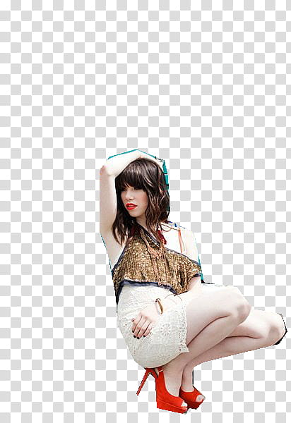 y JPG de Carly Rae Jepsen, woman squat sitting transparent background PNG clipart