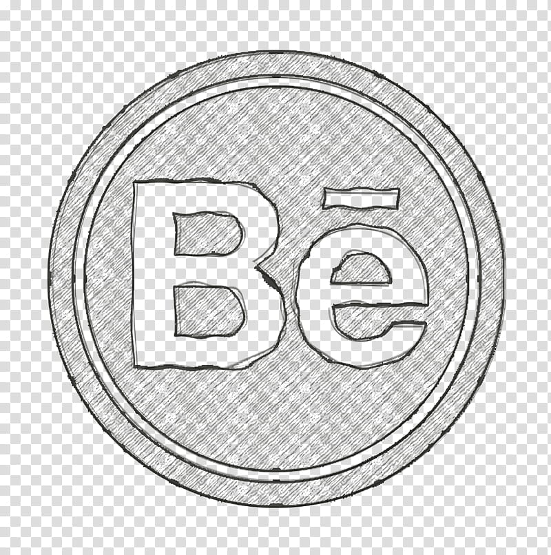 behance icon portfolio icon social network icon, Text, Circle, Number, Logo, Metal, Symbol, Silver transparent background PNG clipart