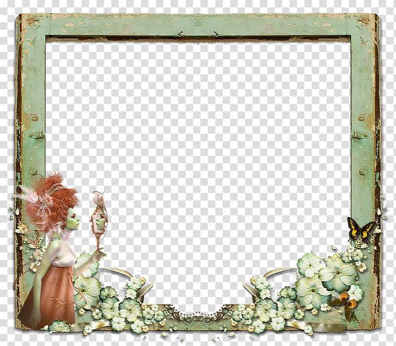 Fantasy Frame, square green frame llustration transparent background PNG clipart