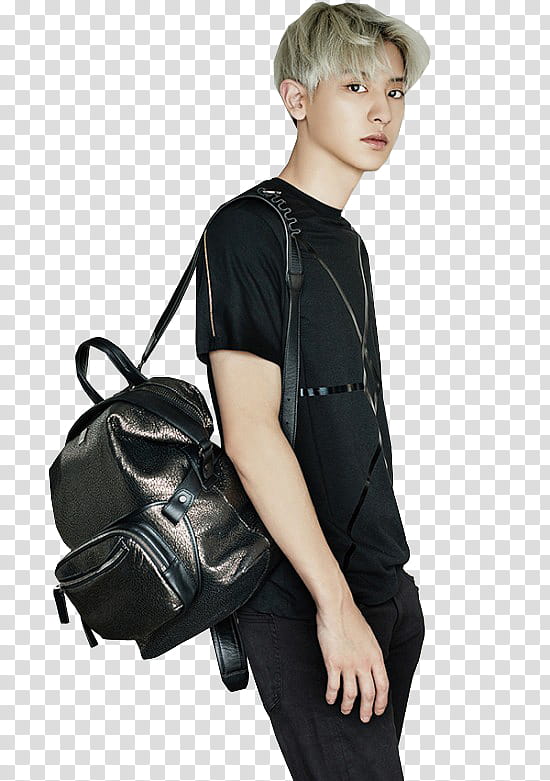 EXO Render, ChanYeol EXO carrying black leather back transparent background PNG clipart