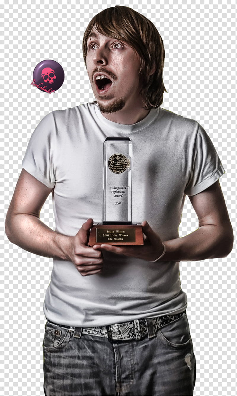 man wearing white shirt holding trophy transparent background PNG clipart