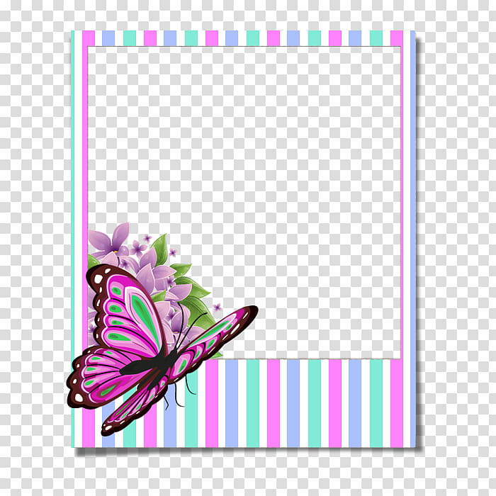 Decorative Polaroid Frame, pink and purple butterfly frame transparent background PNG clipart