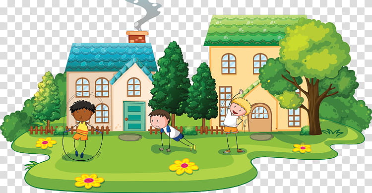 Family Tree, Child, House, Exercise, Green, Cartoon, Home, Rural Area transparent background PNG clipart