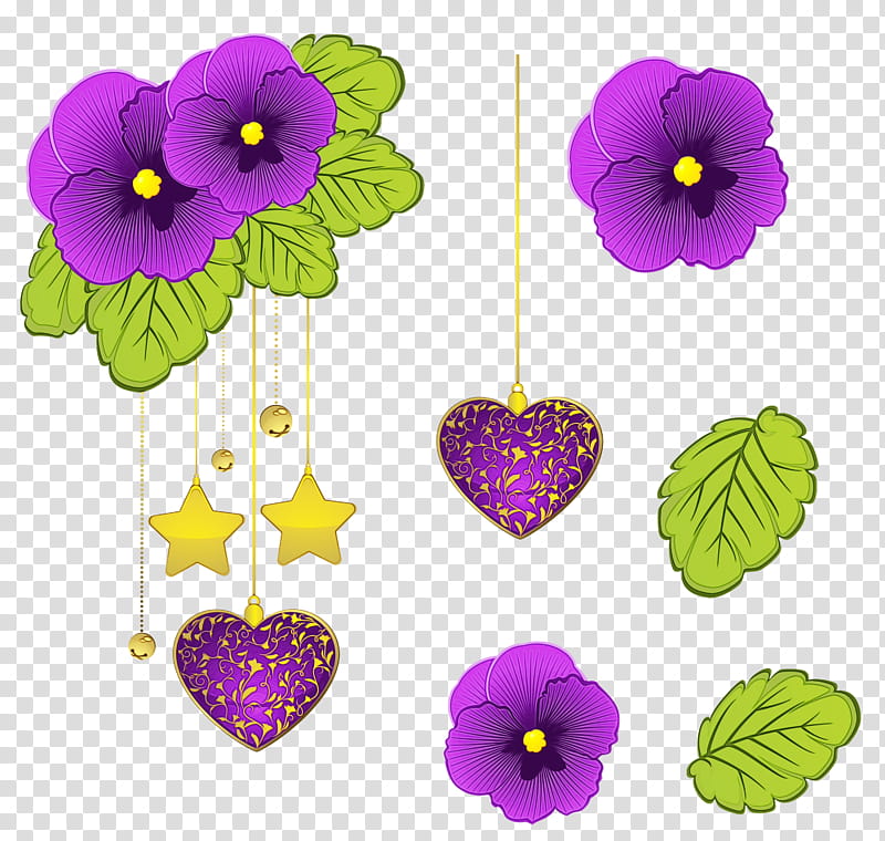 purple violet flower plant heart, Watercolor, Paint, Wet Ink, Petal, Violet Family, Cut Flowers, Morning Glory transparent background PNG clipart