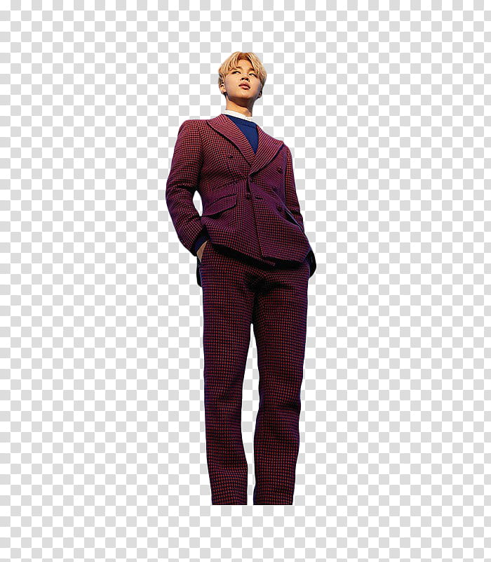 bangtan sonyeondan , blond man wearing red blazer and red pants transparent background PNG clipart