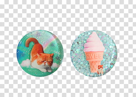 AESTHETIC GRUNGE, cat and ice cream-printed pin buttons transparent background PNG clipart