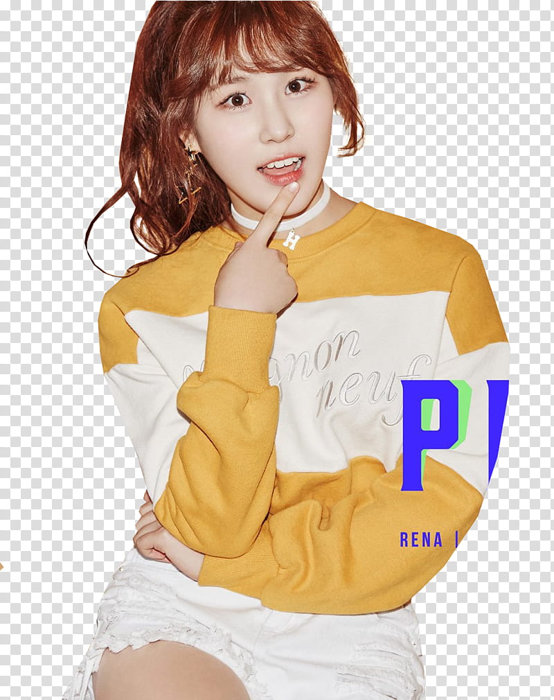 PRISTIN Pledis Girlz, woman in yellow and white crew-neck sweater transparent background PNG clipart