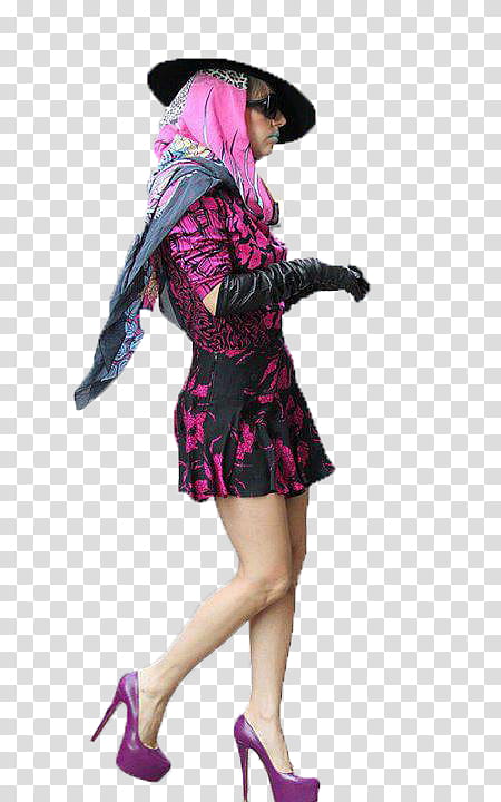 Lady Gaga , woman wearing pink and black dress transparent background PNG clipart