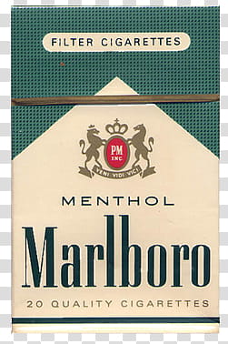 AESTHETIC GRUNGE, white and green Marlboro Menthol flip-top cigarette box transparent background PNG clipart