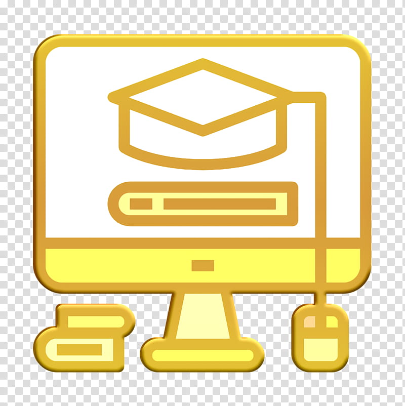 Mortarboard icon Book and Learning icon School icon, Yellow, Line, Sign, Signage transparent background PNG clipart