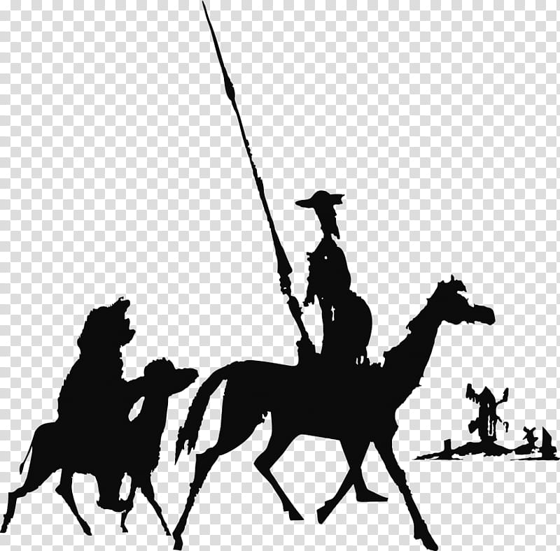 Horse, Don Quixote, Sancho Panza, Alonso Quijano, Author, Miguel De Cervantes, Rein, Silhouette transparent background PNG clipart