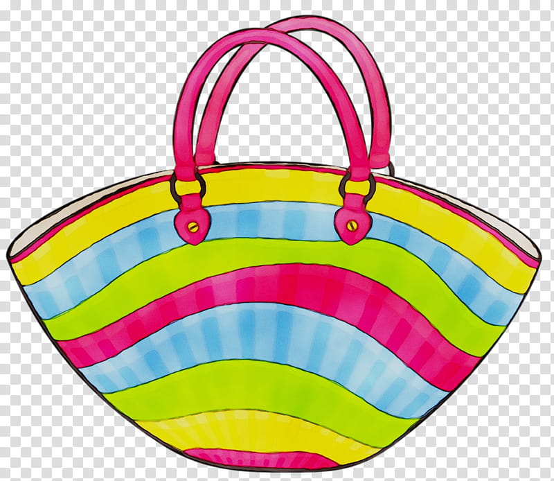 Beach, Handbag, Sea, Tote Bag, Cartoon, Drawing, Pink, Yellow ...