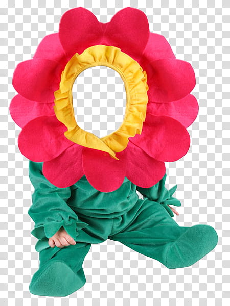 Kids, toddler's green and red flower onesie costume transparent background PNG clipart