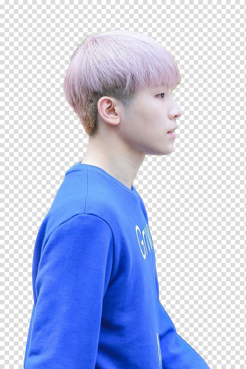 Woozi of SEVENTEEN, man wearing blue top transparent background PNG clipart