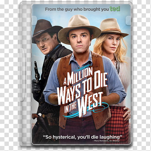 Movie Icon Mega , A Million Ways to Die in the West, A Million Ways To Die In The West DVD case transparent background PNG clipart