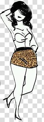 Tiernas munecas sin fondo, woman wearing leopard print skirt art transparent background PNG clipart