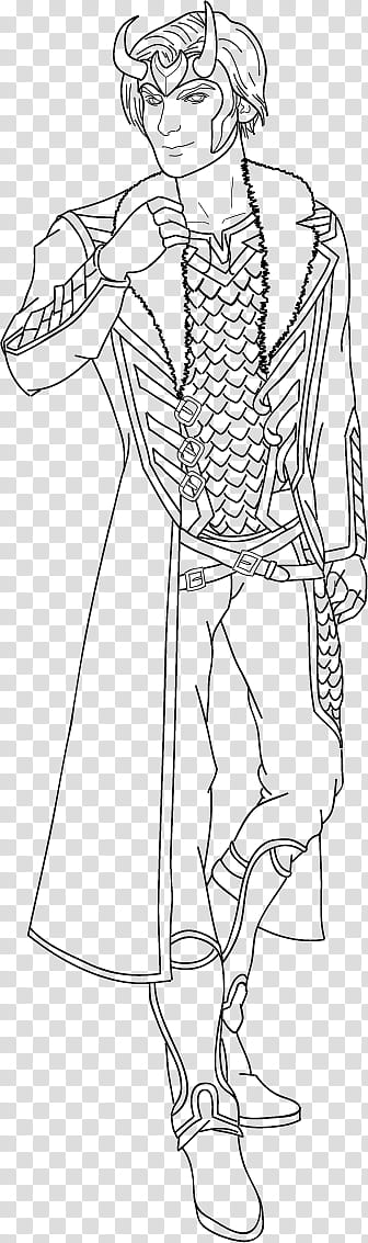 Lineart Loki Agent of Asgard, male cartoon character line art drawing transparent background PNG clipart