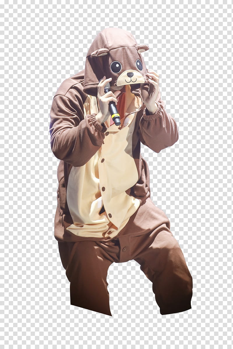 EXO Kai Render , person in brown animal onesie holding microphone transparent background PNG clipart