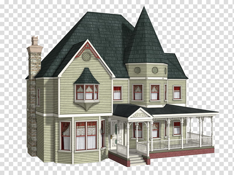 gray two-storey house transparent background PNG clipart