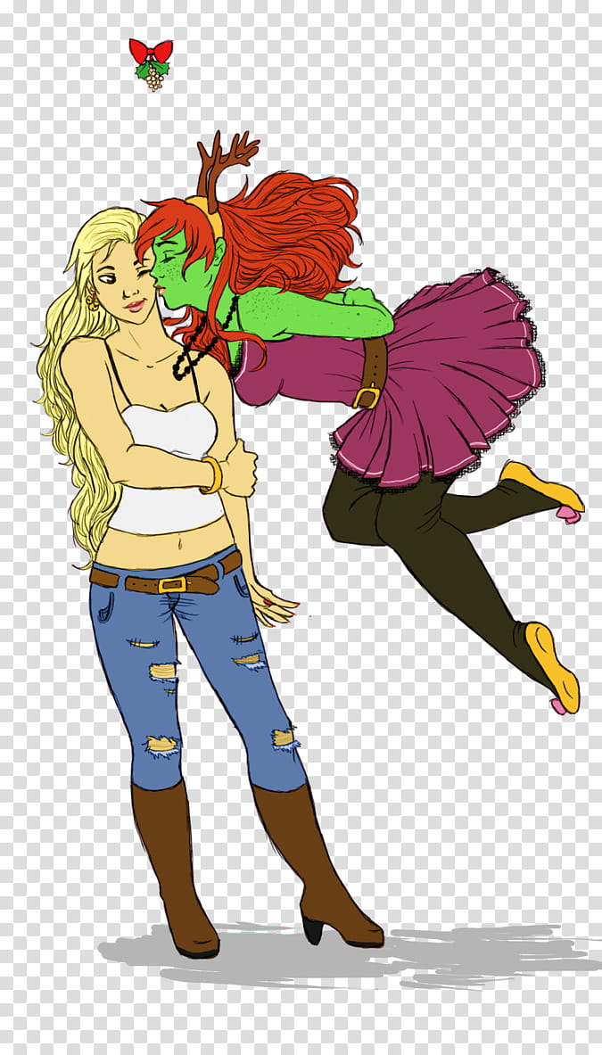 Young Justice, The Holly and The Ivy, two female characters art transparent background PNG clipart