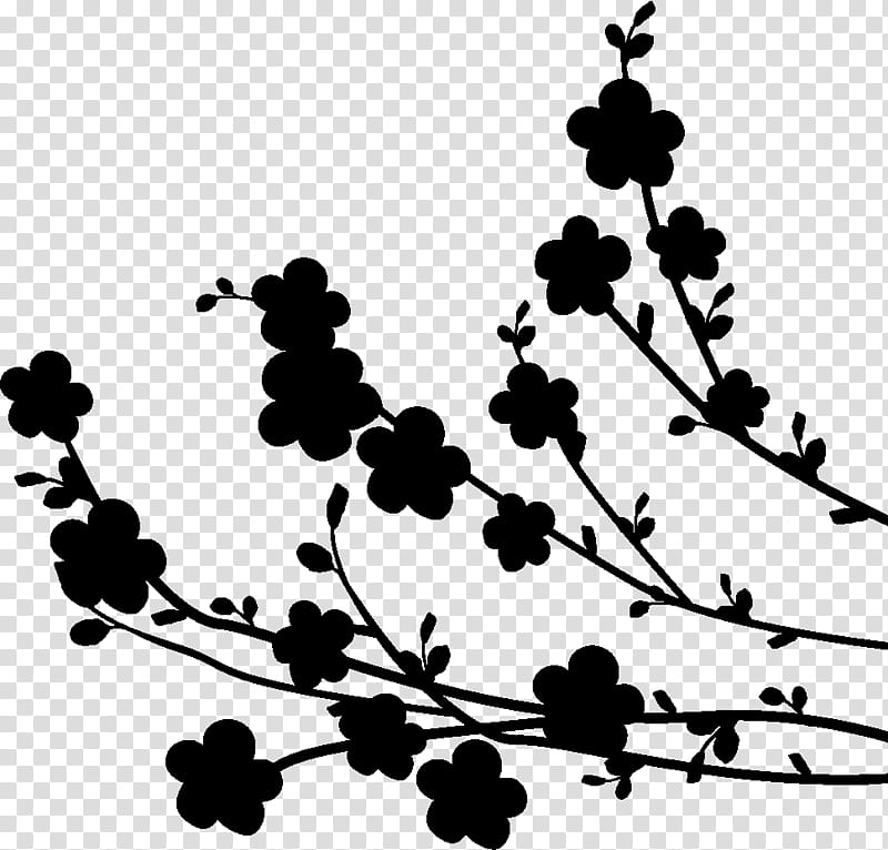 Black And White Flower, Black White M, Leaf, Floral Design, Silhouette, Plant Stem, Plants, Branch transparent background PNG clipart
