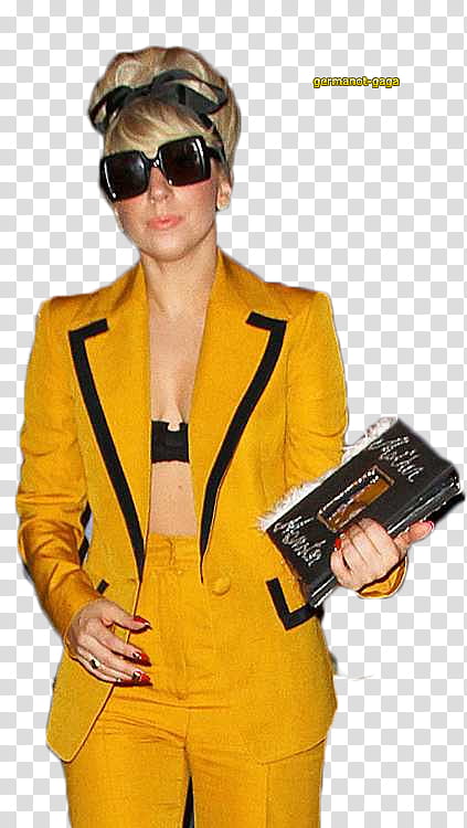 Lady GaGa, woman in yellow suit transparent background PNG clipart