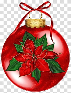 Christmas ornament, Watercolor, Paint, Wet Ink, Poinsettia, Christmas Decoration, Red, Holiday Ornament transparent background PNG clipart thumbnail