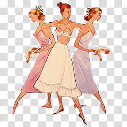 Fashion , three women wearing prom dresses illustration transparent background PNG clipart