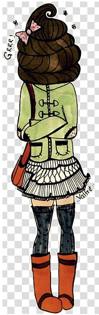 VintageDolls pedido para TheVintageRose, standing woman wearing green jacket and gray skirt with hair tied on face illustration transparent background PNG clipart