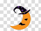Halloween, yellow moon with black and purple witch hat art transparent background PNG clipart