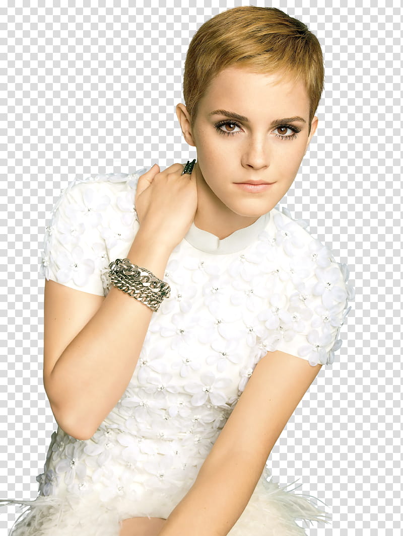 Emma Watson , Emma Watson holding her shoulder transparent background PNG clipart