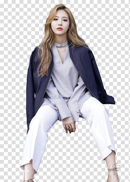 Yura Girl Day, woman in blue dress shirt covered shoulders with black zip-up jacket transparent background PNG clipart