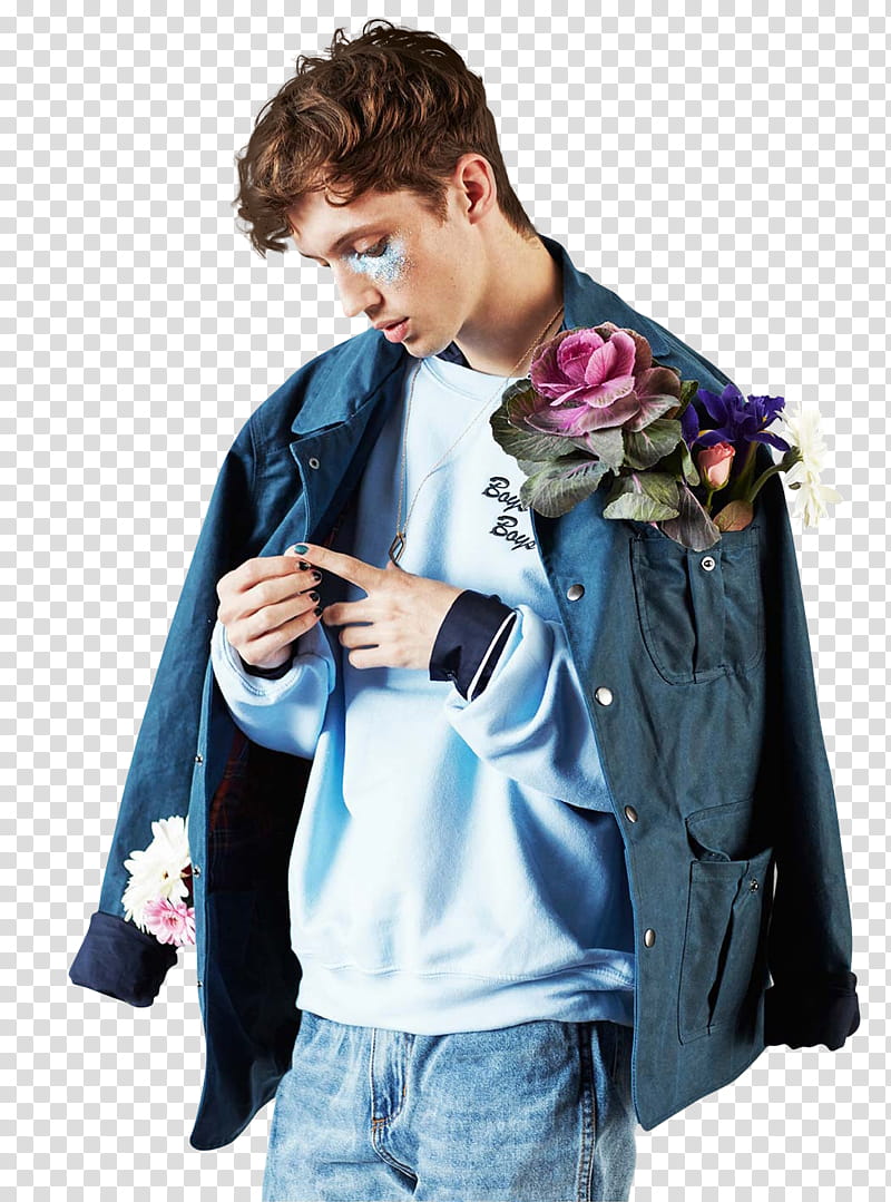 Troye Sivan, man touching his finger transparent background PNG clipart