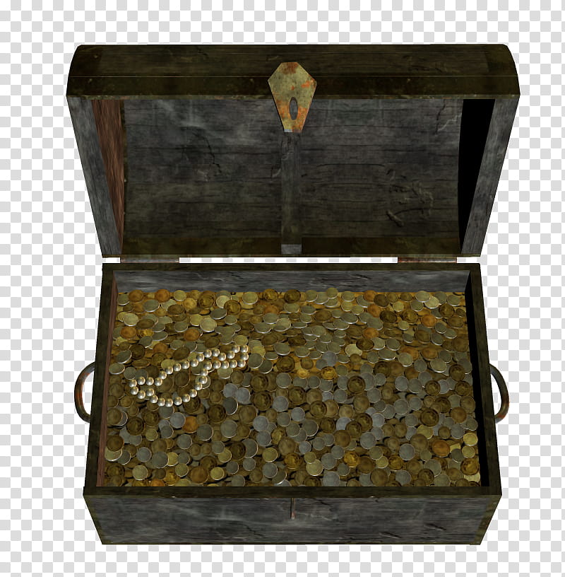 Treasure Chests, assorted-denomination coin lot in chest transparent background PNG clipart
