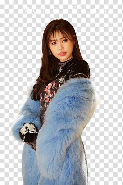 woman wearing blue fur coat transparent background PNG clipart