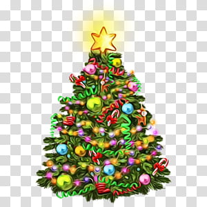 Christmas tree, Watercolor, Paint, Wet Ink, Christmas Decoration, Oregon Pine, Colorado Spruce, Christmas Ornament transparent background PNG clipart thumbnail