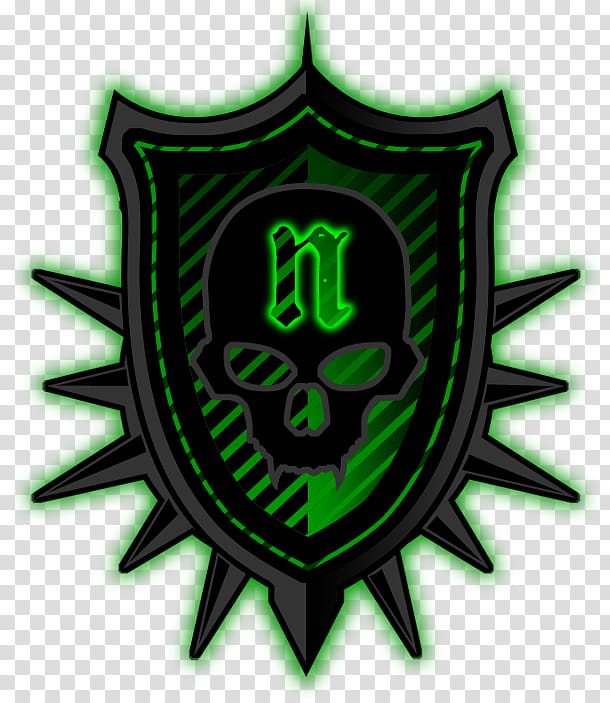 Nameless Colored Logo, black and green skull shield logo transparent background PNG clipart