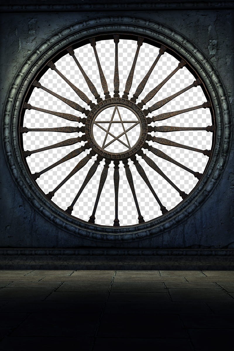 UNRESTRICTED Gothic Window Scene, gray concrete star wall design transparent background PNG clipart