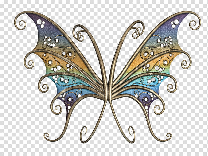 Magical Wings , gray, yellow, and blue butterfly design transparent background PNG clipart