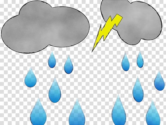 Rain Cloud, Watercolor, Paint, Wet Ink, Lightning, Thunderstorm, Drawing, Weather transparent background PNG clipart